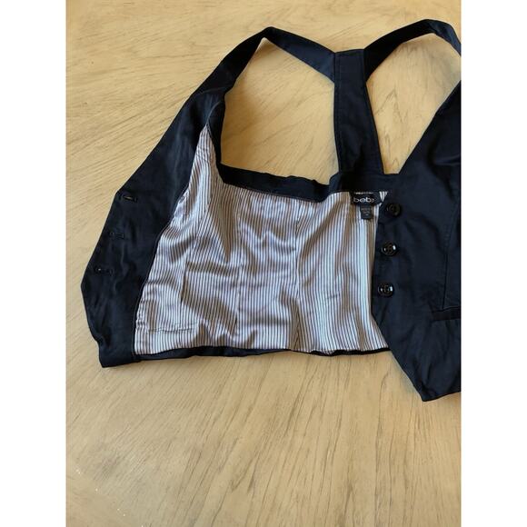 Y2k 90s Black BEBE Vest XS Academia Fitted Corset Whimsigoth Rock Office Siren - Picture 13 of 14
